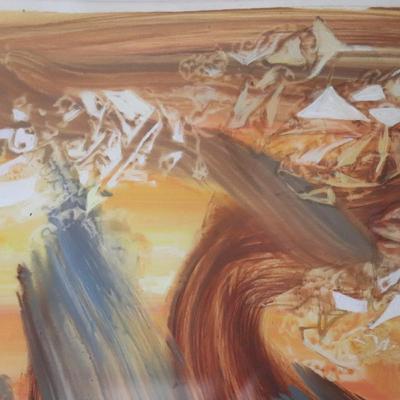 1976 Kenneth Callahan (American, 1905 - 1986) Original Oil and Tempera on Paper Titled "Sunset"