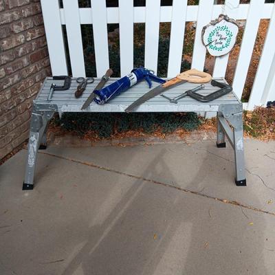 LIGHTWEIGHT ALUMINUM WORK PLATFORM AND SOME HAND TOOLS
