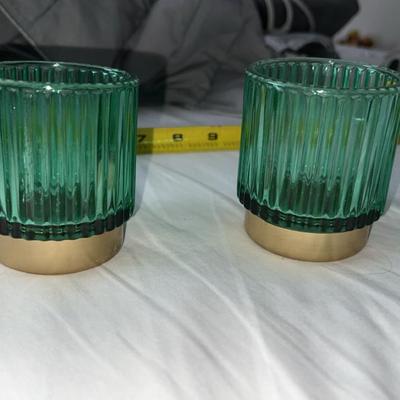 Lot of 2 emerald green holders