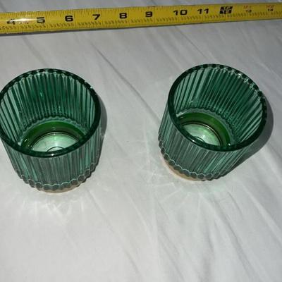 Lot of 2 emerald green holders