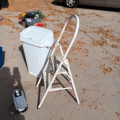 FOLDING STEP STOOL, SWING LID WASTE CAN AND MORE