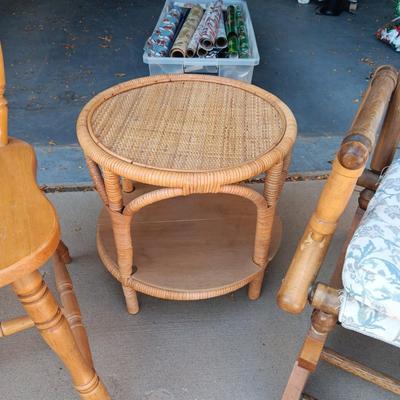 ROCKING AND DINING CHAIRS PLUS ROUND SIDE TABLE