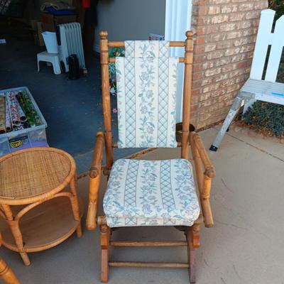 ROCKING AND DINING CHAIRS PLUS ROUND SIDE TABLE