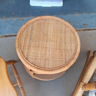 ROCKING AND DINING CHAIRS PLUS ROUND SIDE TABLE
