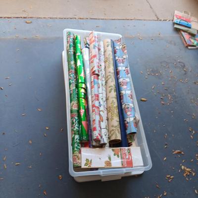 LARGE TOTE FULL OF VARIOUS WRAPPING PAPER