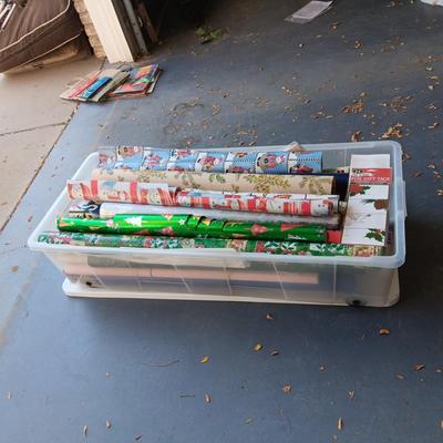 LARGE TOTE FULL OF VARIOUS WRAPPING PAPER