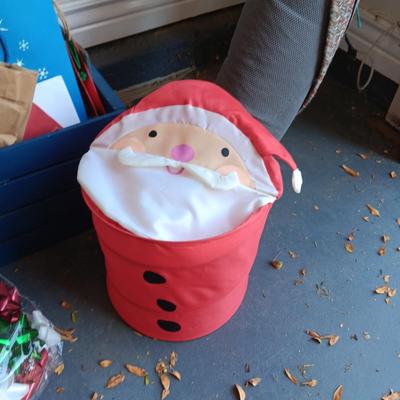MANY GIFT BAGS IN A WOODEN CRATE, RIBBON & BOWS