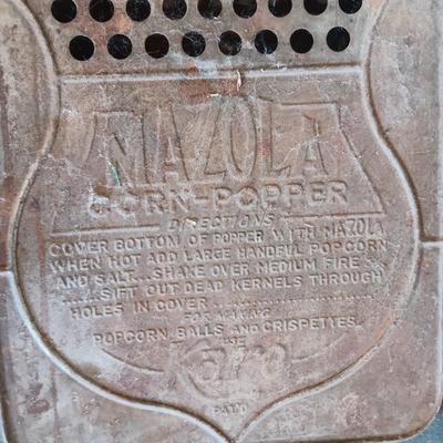 COAL BUCKET W/SHOVEL, MAZOLA CORN POPPER AND A FAUCET WALL HOOK