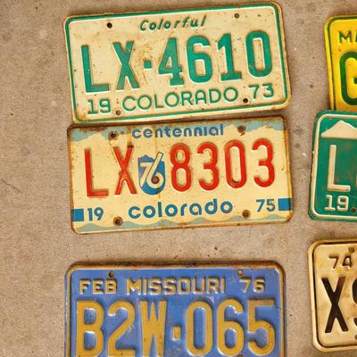 Collection of old license plates