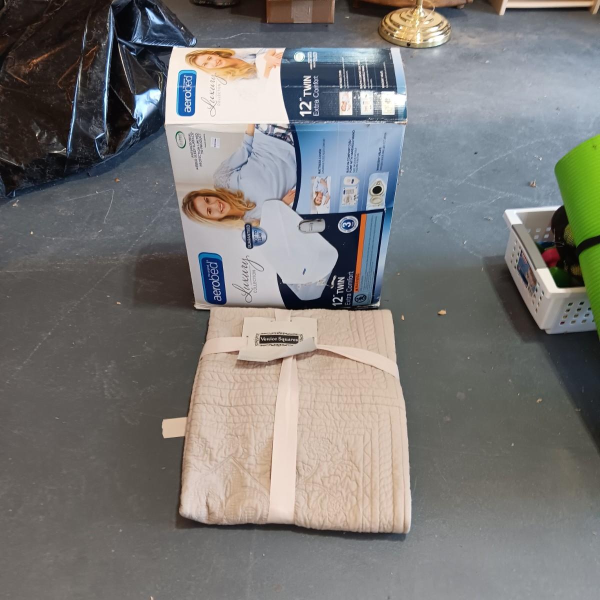 TWIN SIZE AEROBED AIR MATTRESS AND A NEW THROW BLANKET