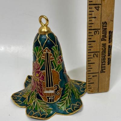 Cloisonné Bell Christmas Tree Ornament with musical instruments images