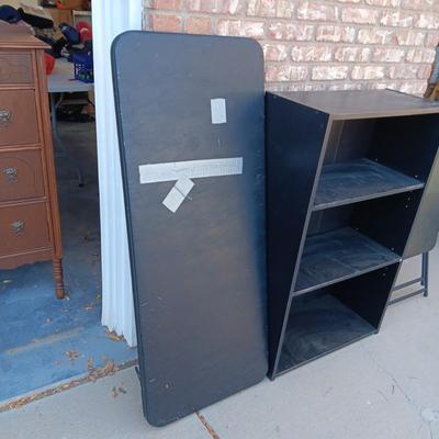 2 FOLDING TABLES AND A SMALLER BOOKCASE