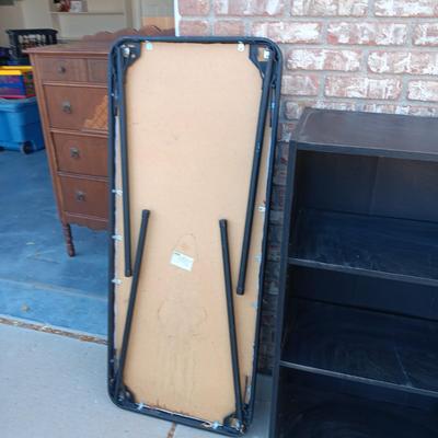 2 FOLDING TABLES AND A SMALLER BOOKCASE