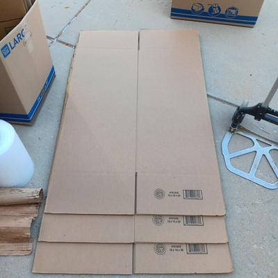 FOLDING DOLLY, MOVING BOXES, PACKING PAPER AND BUBBLE WRAP