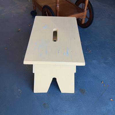 DROP LEAF TEA CART AND WOODEN STOOL