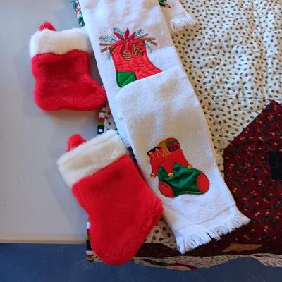 QUILTED DOG THROW BLANKET AND SOME HAND TOWELS