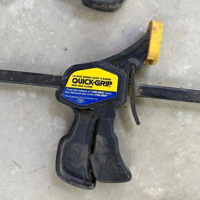 6 PC WOOD CHISELS, IRWIN CLAMPS, HACKSAW AND 18” PIPE WRENCH