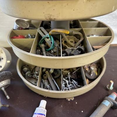 HARDWARE ON LAZY SUSAN ORGANIZER AND MISC SHOP SUPPLIES