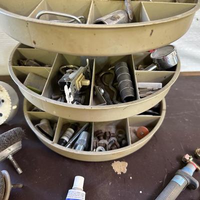 HARDWARE ON LAZY SUSAN ORGANIZER AND MISC SHOP SUPPLIES