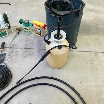 CHEMICAL SPRAYERS, ROUND-UP, SPRINKLER LINE, TROWELS COLLAPSING LEAF BAG AND SPRINKLER