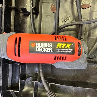 BLACK & DECKER ROTARY TOOL KIT, AND ROADMASTER 12V ELECTRIC CAR JACK