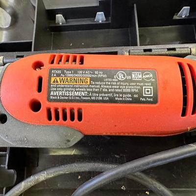 BLACK & DECKER ROTARY TOOL KIT, AND ROADMASTER 12V ELECTRIC CAR JACK