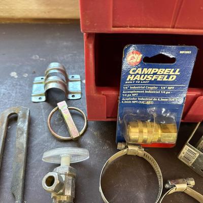 IRRIGATION REPAIR FITTINGS, BENCH STORAGE AND HARDWARE
