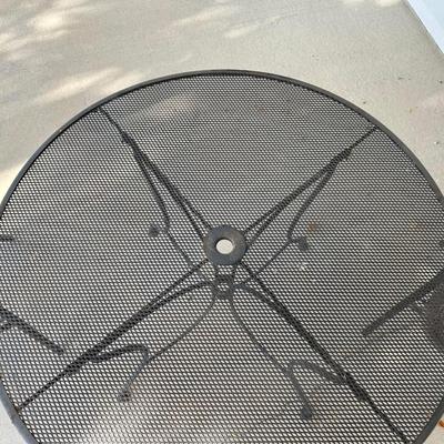 METAL MESH PATIO TABLE W/2 OUTDOOR WICKER CHAIRS
