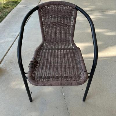 METAL MESH PATIO TABLE W/2 OUTDOOR WICKER CHAIRS