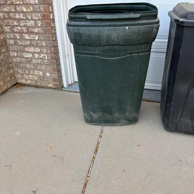 THREE 45 GALLON TRASH CANS ON WHEELS