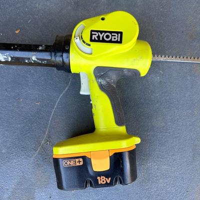RYOBI CORDLESS WEED CUTTER & CAULKING GUN PLUS CORDLESS DRILL