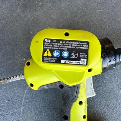 RYOBI CORDLESS WEED CUTTER & CAULKING GUN PLUS CORDLESS DRILL