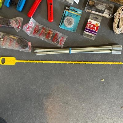 HARDWARE IN ORGANIZER, 220V CORD, WIRE STRIPPERS AND MORE