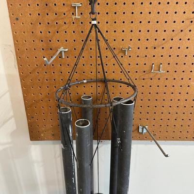 LARGE METAL WIND CHIME, THERMOMETER, STEEL STEPPING STONE
