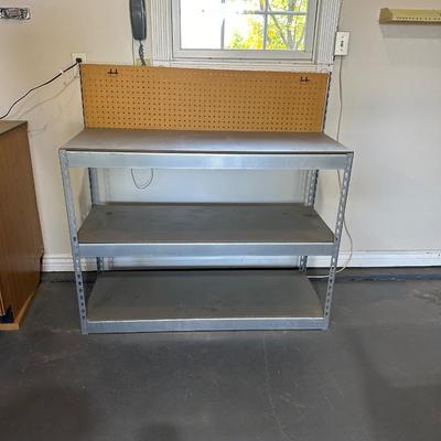 STEEL WORKBENCH WITH PEGBOARD BACK