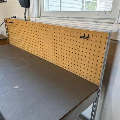 STEEL WORKBENCH WITH PEGBOARD BACK
