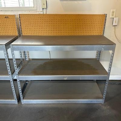 STEEL WORKBENCH WITH PEGBOARD BACK