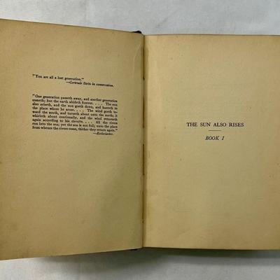 1927 Ernest Hemmingway "The Sun Also Rises" Book