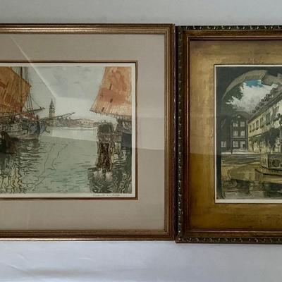 Pair of Pencil Signed Etchings
