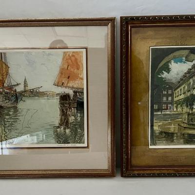 Pair of Pencil Signed Etchings