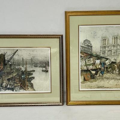 Pair of Pencil Signed Etchings