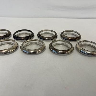 Frank M. Whiting Sterling Silver and Glass Coaster Set