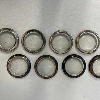 Frank M. Whiting Sterling Silver and Glass Coaster Set