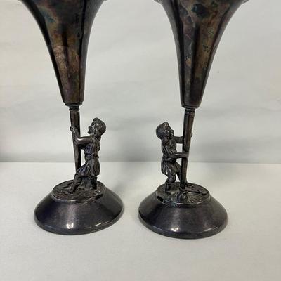 Vintage Silverplate Figural Vases