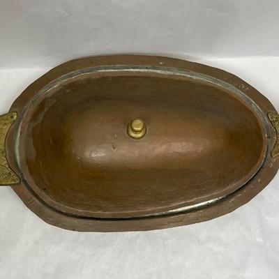 Fish Shaped Copper & Brass Serving Platter with Lid Kitchen Dining Decor