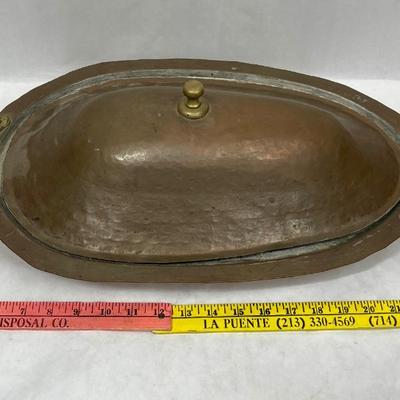 Fish Shaped Copper & Brass Serving Platter with Lid Kitchen Dining Decor