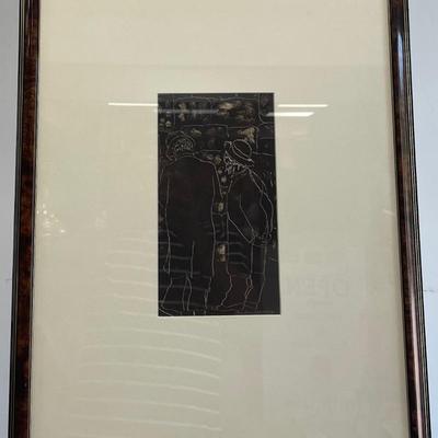 Signed Paulene Jakololeng Woodcut Style Print