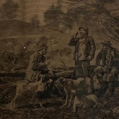 John Martin Tracy (1844-1893) Lithograph "Dog Talk"