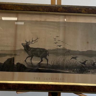 Original Henry Landseer 1800s "Sanctuary" Lithograph Print