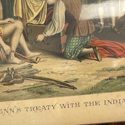 W. M. Penns "Treaty with the Indians" Lithograph (1800s)